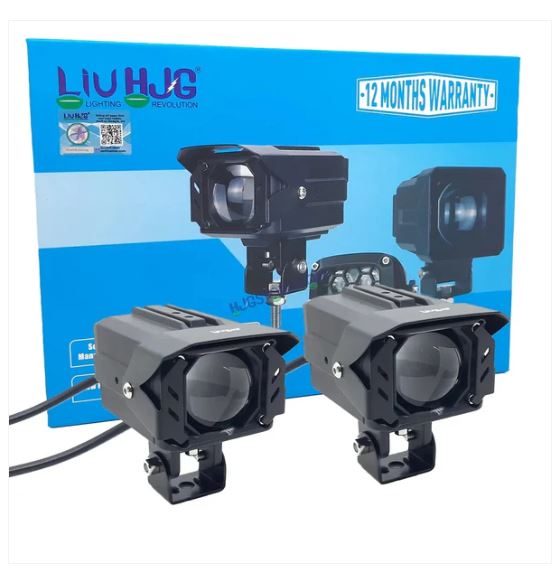 HJG 80W GRILL Fog LED Square Laser HJG Fog Light with Red Devil Lens 80W Red/White/Yellow Fog Light For Bike/Car/Thar/Jeep/SUV/Universal – Pack of 2