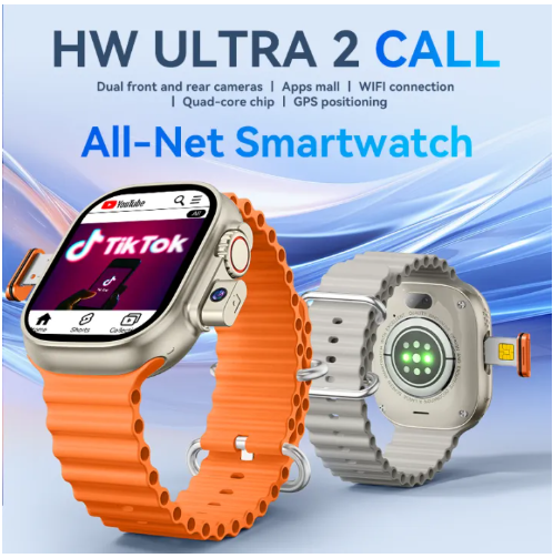 HW Ultra 2 Call Android Smart Watch with Dual Camera 5G Watch, sim watch call Gps Sports & Health Function/ Side & Back Camera