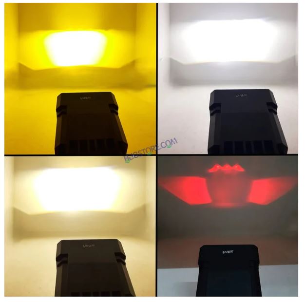 HJG 80W GRILL Fog LED Square Laser HJG Fog Light with Red Devil Lens 80W Red/White/Yellow Fog Light For Bike/Car/Thar/Jeep/SUV/Universal – Pack of 2