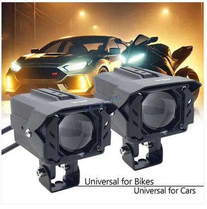 HJG 80W GRILL Fog LED Square Laser HJG Fog Light with Red Devil Lens 80W Red/White/Yellow Fog Light For Bike/Car/Thar/Jeep/SUV/Universal – Pack of 2