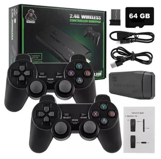 Wireless Retro Game Console, Plug and Play Video Game Stick Built in 20,000+ Games, 9 Classic Emulators, 4K High Definition HDMI Output for TV with Dual 2.4G Wireless Controllers(64G)
