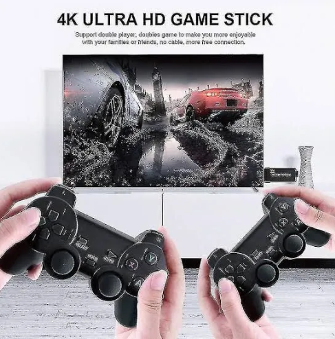 Wireless Retro Game Console, Plug and Play Video Game Stick Built in 20,000+ Games, 9 Classic Emulators, 4K High Definition HDMI Output for TV with Dual 2.4G Wireless Controllers(64G)