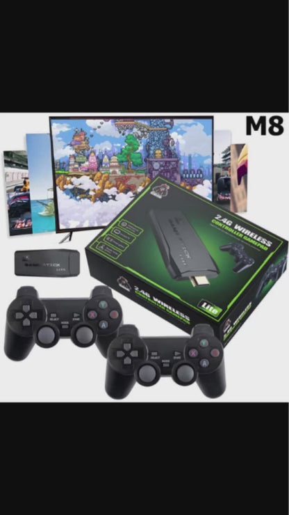 Wireless Retro Game Console, Plug and Play Video Game Stick Built in 20,000+ Games, 9 Classic Emulators, 4K High Definition HDMI Output for TV with Dual 2.4G Wireless Controllers(64G)